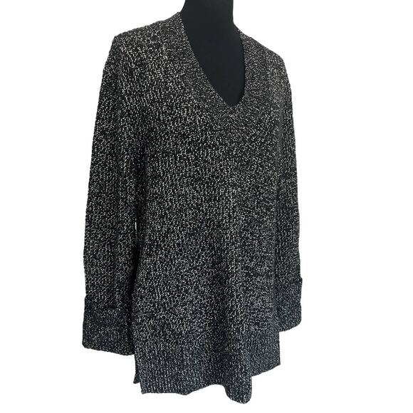 Athleta Shasta V-Neck Sweater Black Marl  Long Size M Wool Blend - Picture 6 of 9